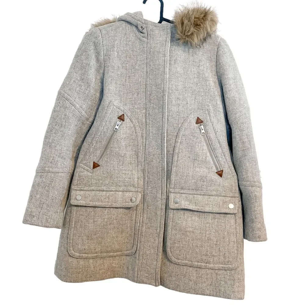 J Crew Chateau Parka Italian Stadium Cloth Grey 2P